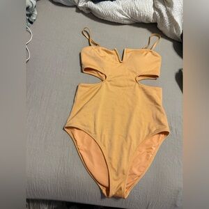 Cutout One-Piece Tank Top in Mustard Yellow